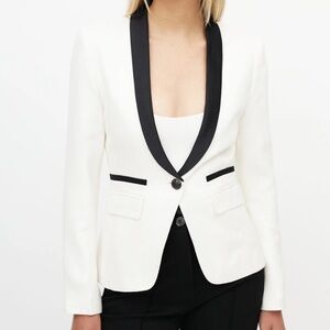 Smythe Tuxedo Shawl Blazer Ivory Black Womens Size 2